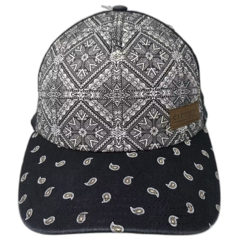 Element Black White Geometric Paisley Trucker Hat One Size Mesh Snapback Cap